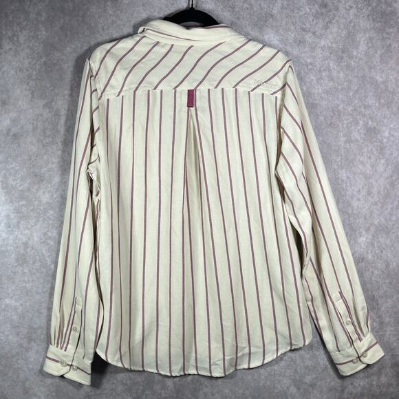 Marmot Shirt‎ Womens Size XL Cream Red Striped Button Up Long Sleeve Casual - Picture 5 of 9